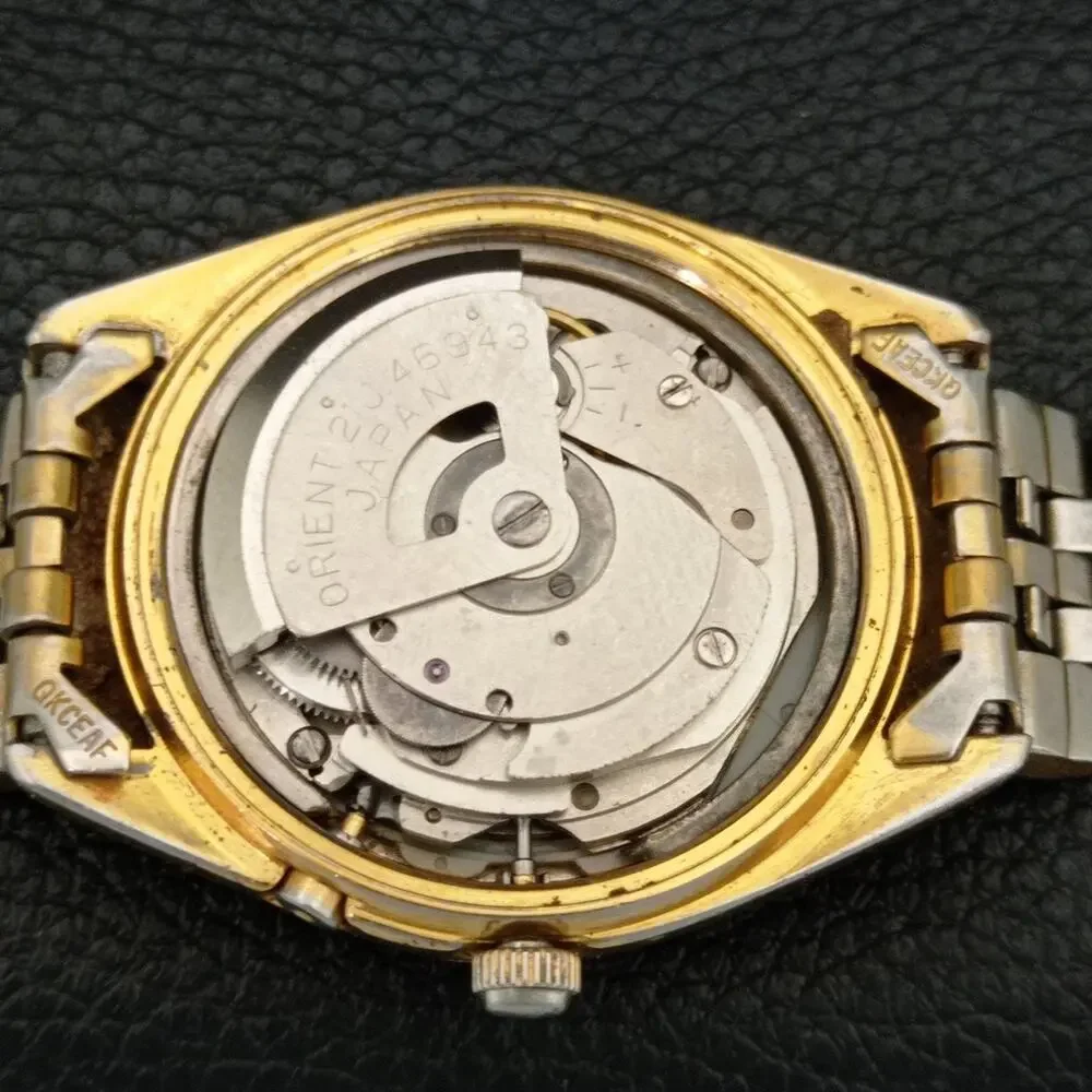 Vintage 1984 Orient Automatic Mens Gold Watch W/daydate & Gold accents